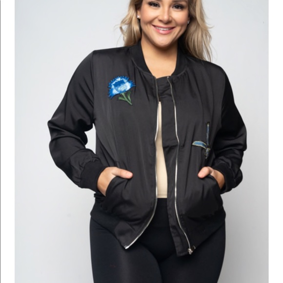 Black embroidered bomber jacket - Picture 3 of 4